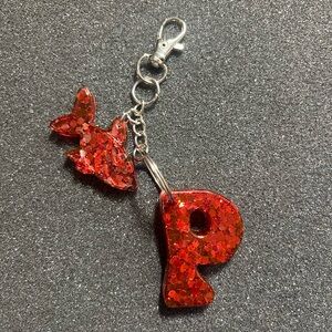 Resin letter “P” keychain $12